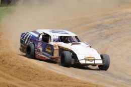 Dirt track racing cars on race track, Albany, NY