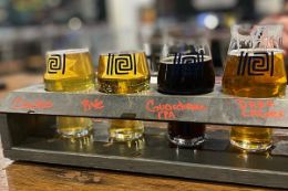 flight of craft beer on Albuquerque Beer Tour